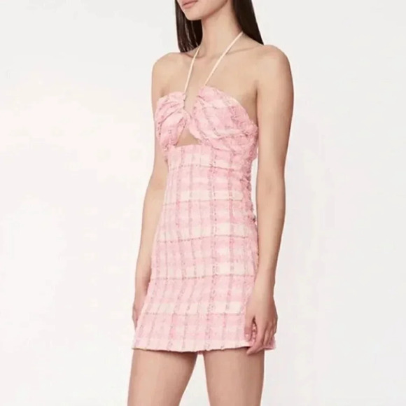 NWT Bardot Boucle Pink Lexi Mini Dress, Size M / US 6 - Picture 2 of 9